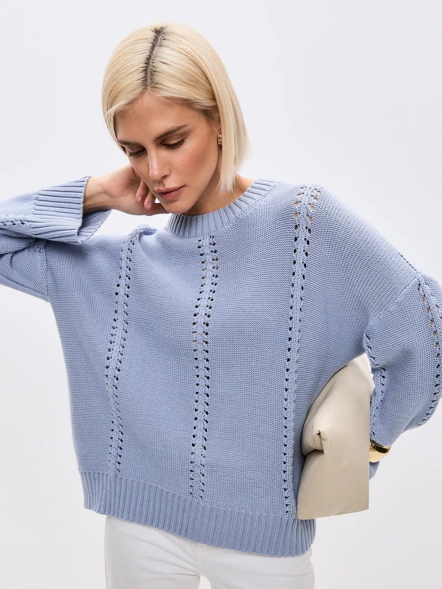 Oversized knitted sweater for women with an airy structure and special details Lune London