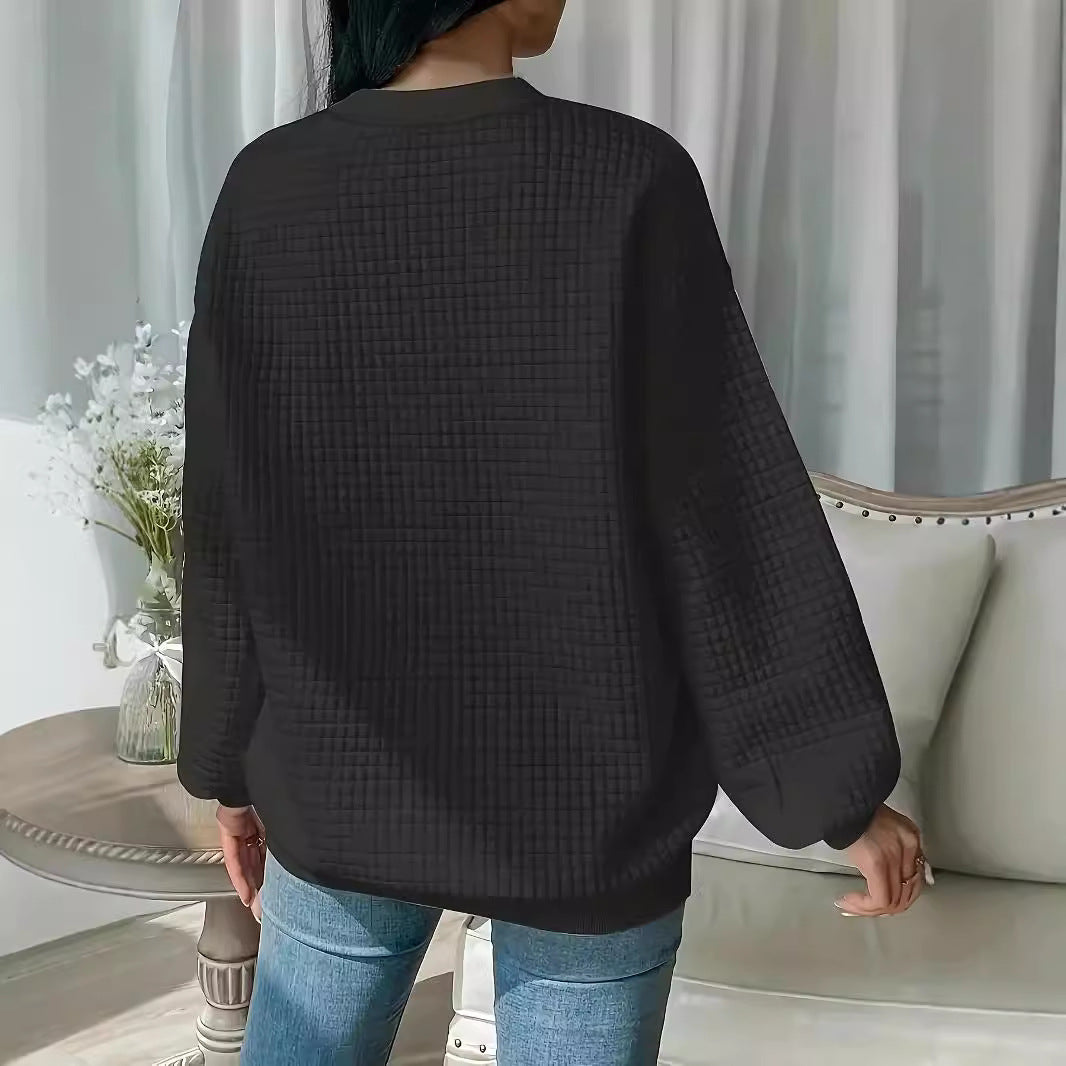 Women's sweater with textured waffle design and relaxed fit Lune London