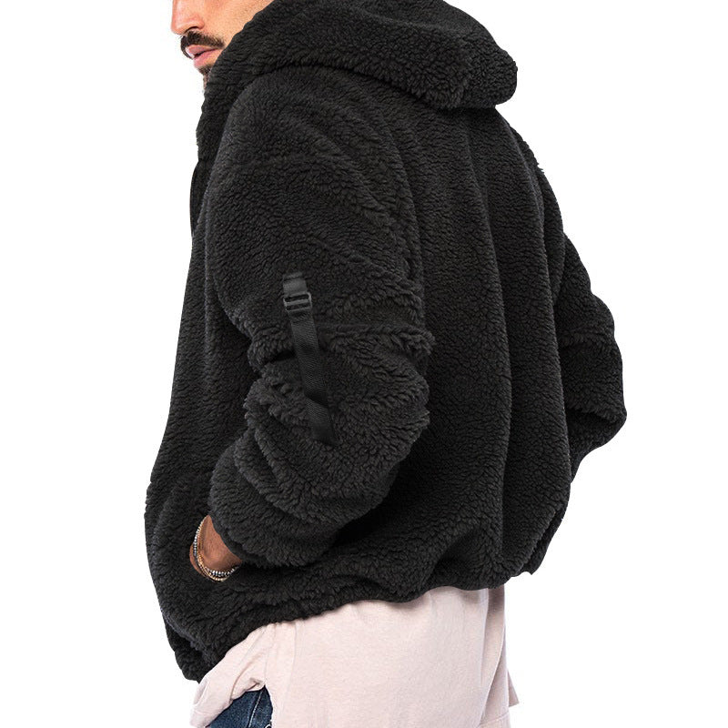 Comfortable hooded jacket for men in teddy fleece Lune London