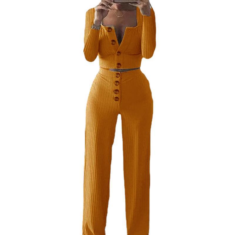 Knitted set for women with button placket and loose fit Chic und Stil