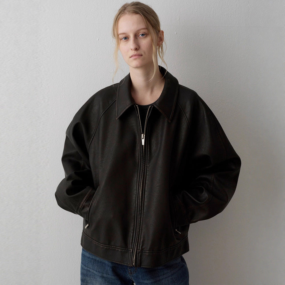 Veste en cuir élégante pour femme au design minimaliste Chic & Stil