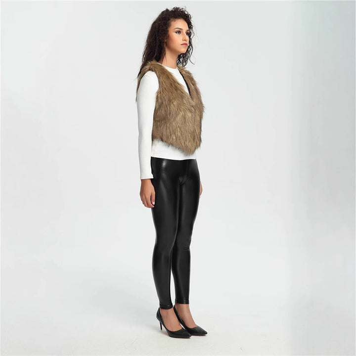 Ladies Soft Faux Fur Jacket with Asymmetric Cut Chic and Style
