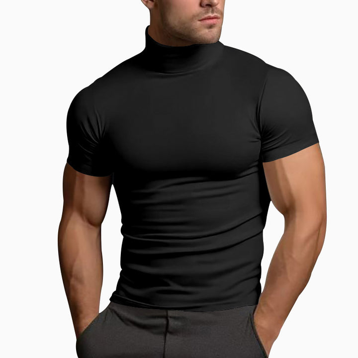 Fitted men's T-shirt with short high collar and highly stretchable material Lune London