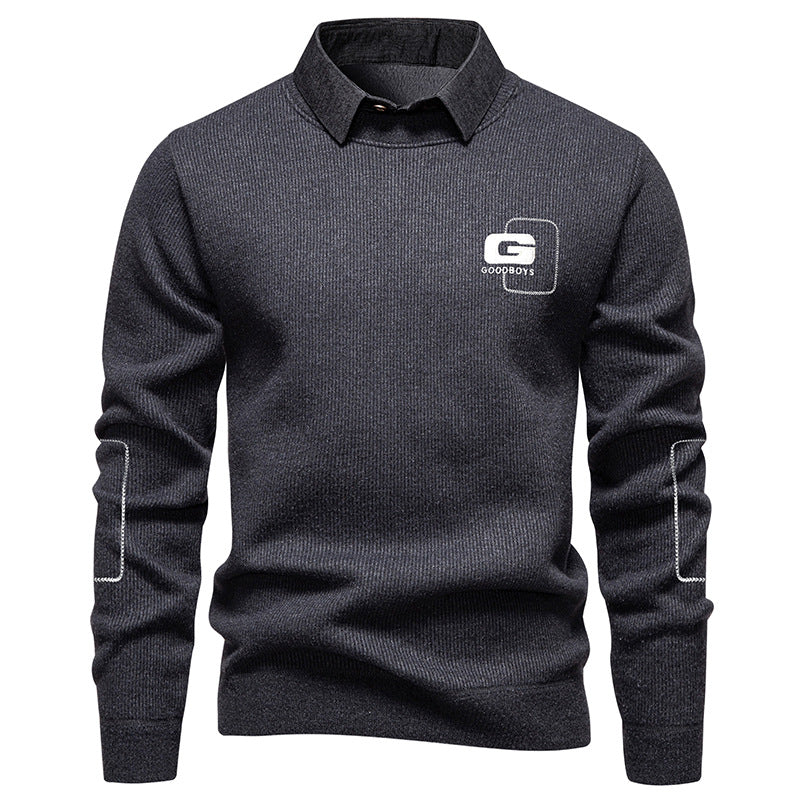 Elegant sweater for men with collar and fine knit pattern Lune London