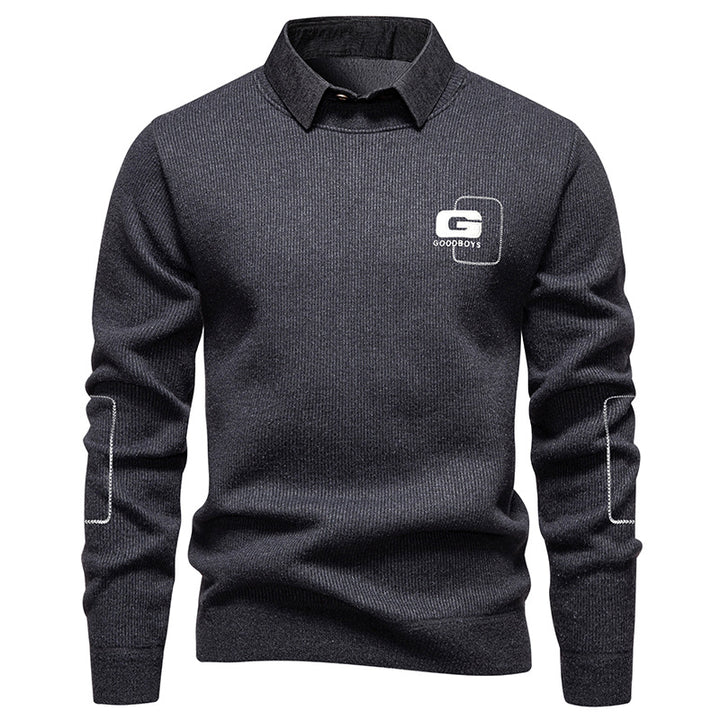 Elegant sweater for men with collar and fine knit pattern Lune London