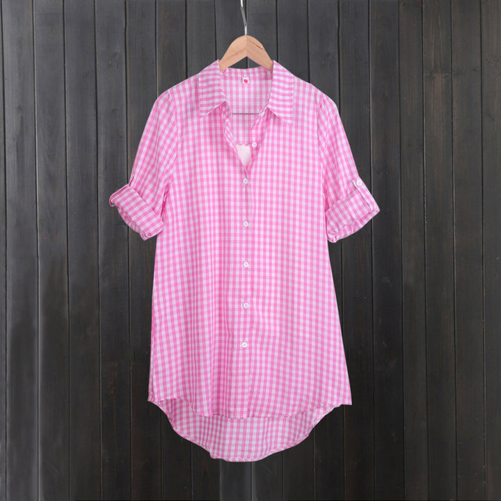 Lune London women's casual checkered shirt dress