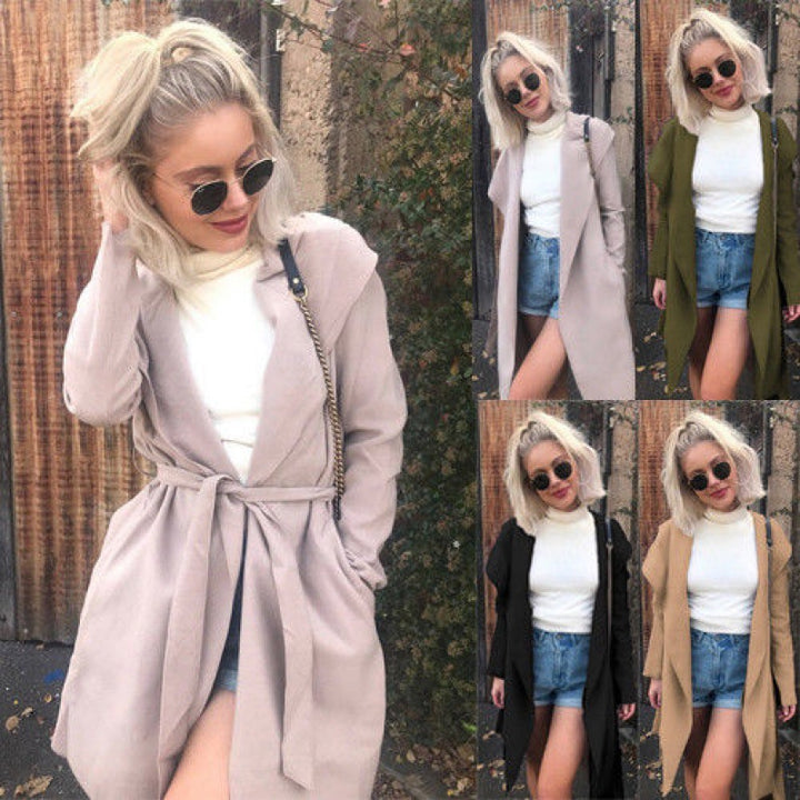 Casual trench coat for women with a modern cut and a waist belt Lune London