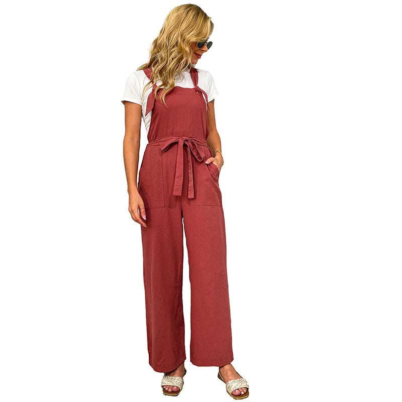 Wide jumpsuit for women with adjustable belt and pockets Lune London