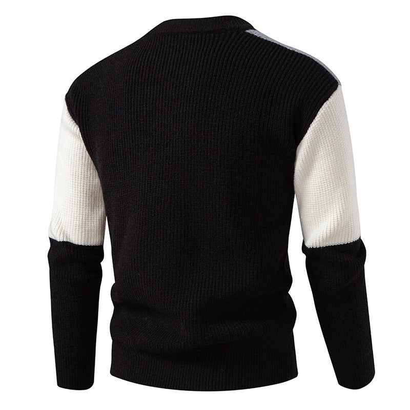 Colored textured fabric sweater for men with a modern fit and a round neck Lune London