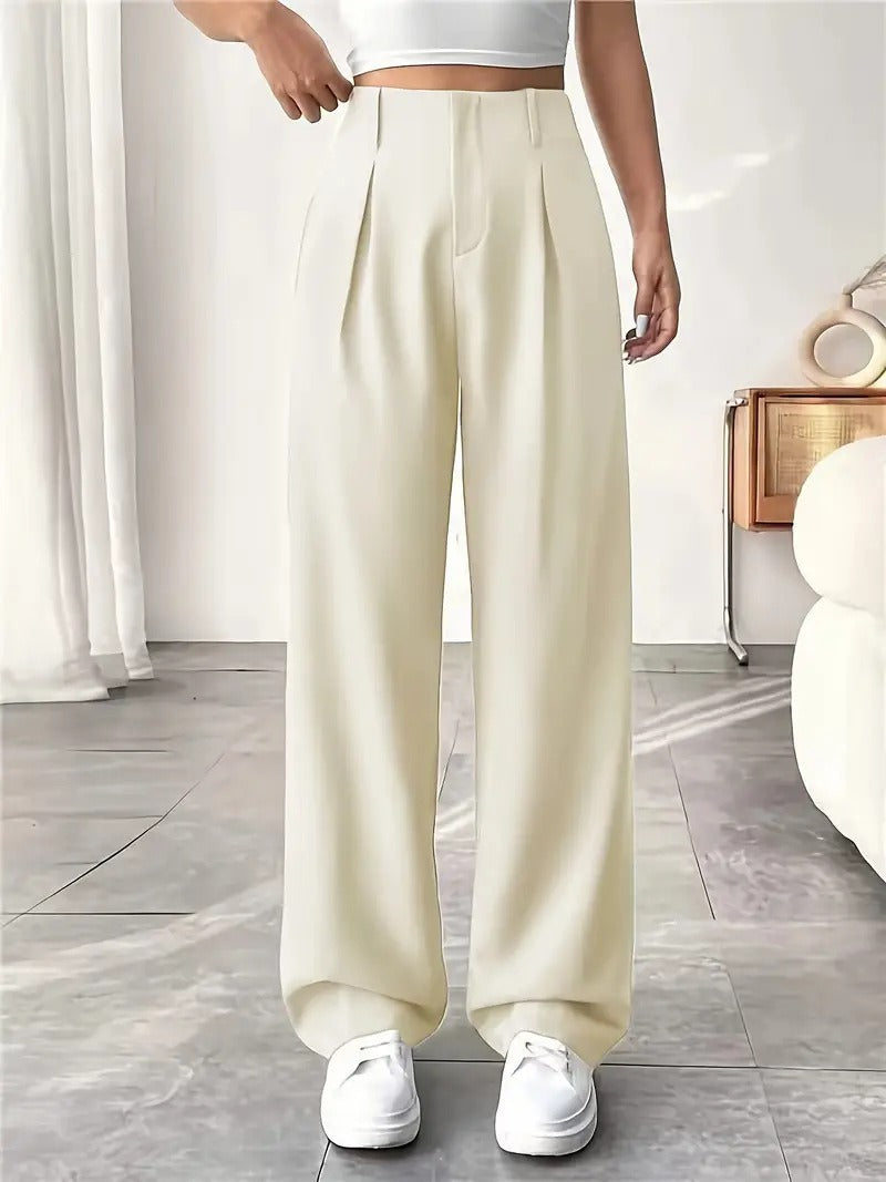 High-waisted wide trousers for women with pleats Lune London