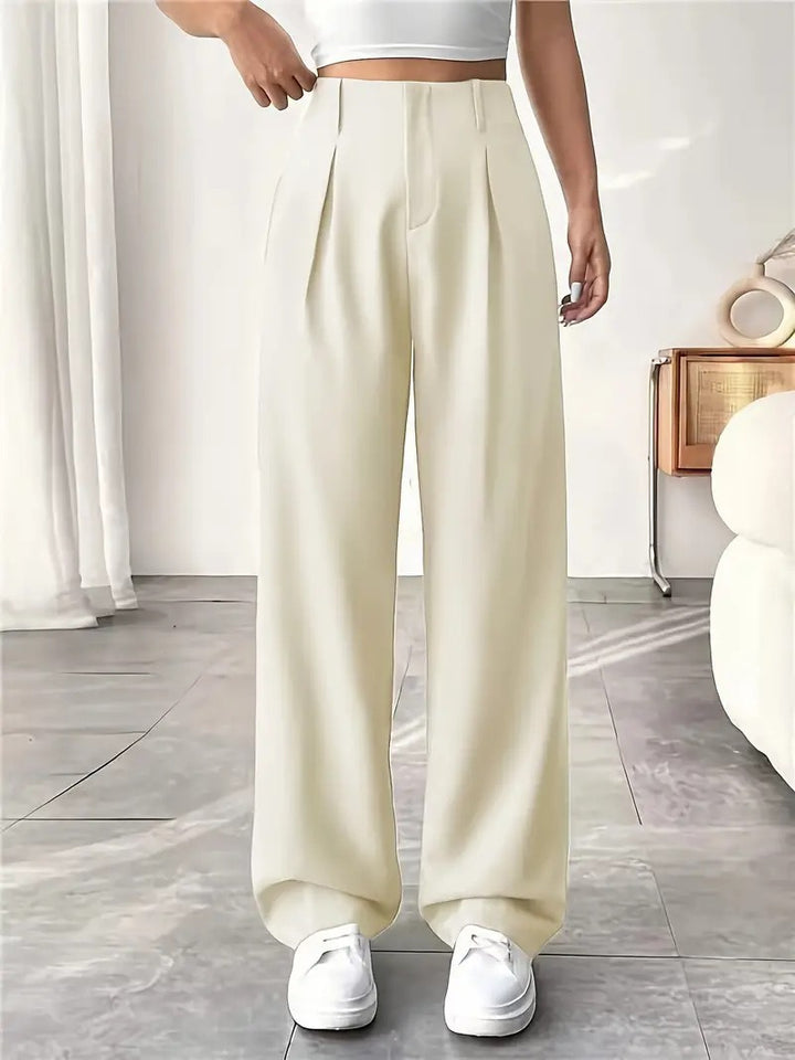 High-waisted wide trousers for women with pleats Lune London