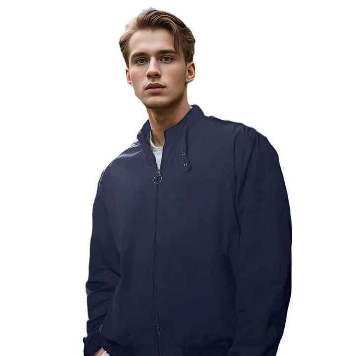 Versatile transition jacket for men with practical pockets and modern high collar Lune London