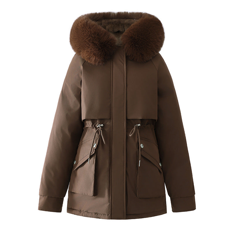 Ladies trendy winter jacket with removable hood and high-quality faux fur Lune London