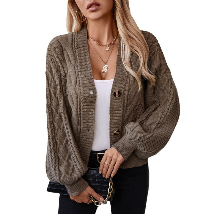Women’s knitted jacket with a decorative braid design and a soft, textured material Lune London
