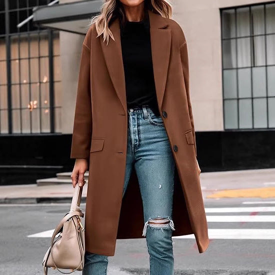 Ladies Elegant Wool Coat with Classic Lapel Lune London