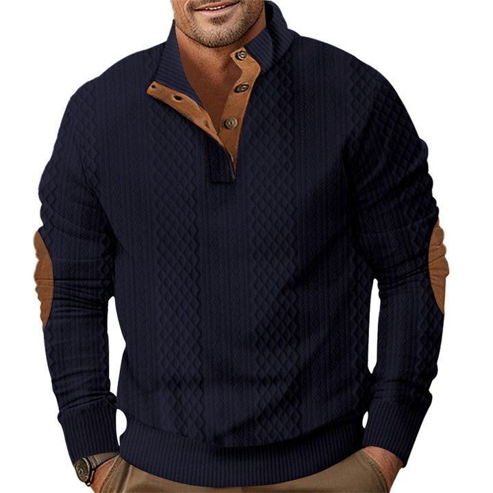 Trendy knit sweater for men with a unique structure and Lune London collar