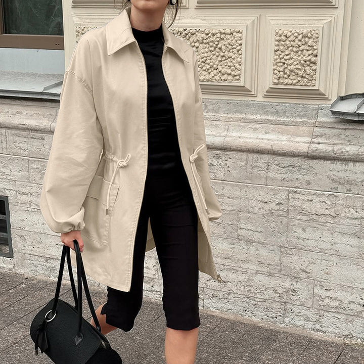 Transitional jacket for women with drawstring waist and oversized sleeves Lune London