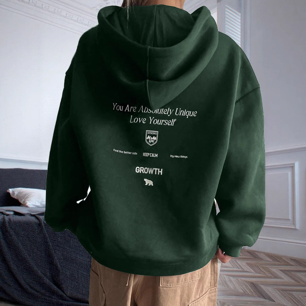 Sweat à capuche pour femmes avec lettrage motivant et coupe confortable Chic & Stil