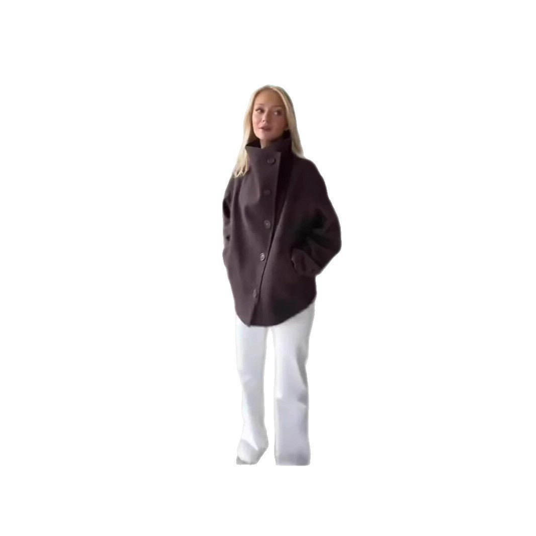 Oversized wool blazer for women with high collar and double-breasted Lune London