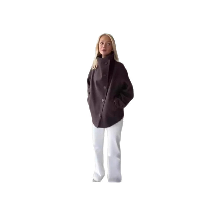 Oversized wool blazer for women with high collar and double-breasted Lune London