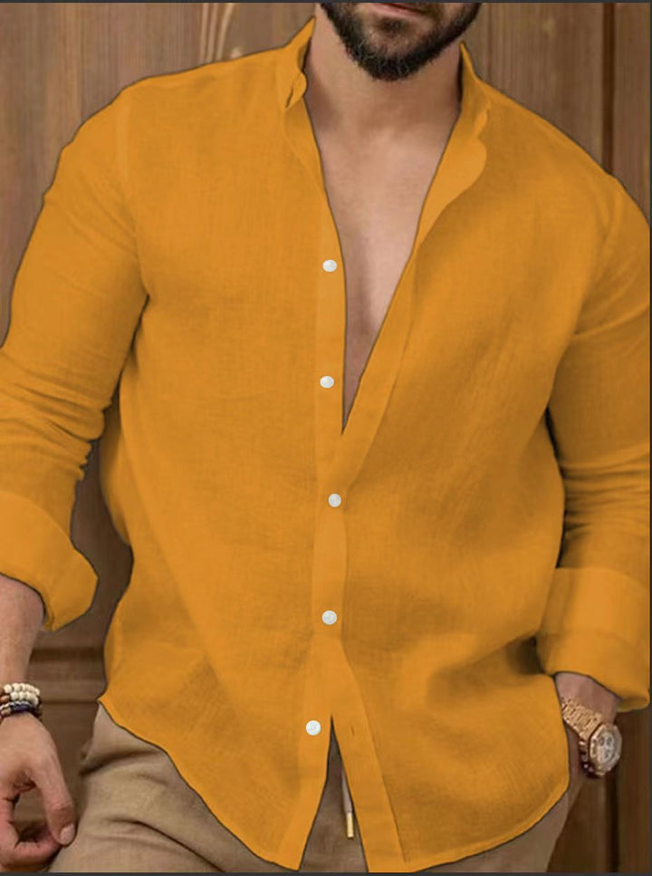 Classic linen shirt for men with modern cut and practical button placket Lune London