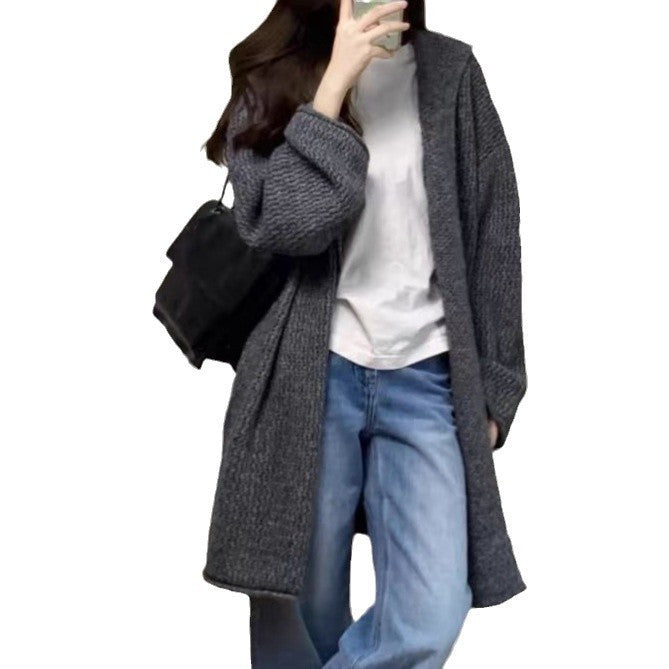 Ladies Thick Knit Open Cut Cardigan with Casual Chic Design