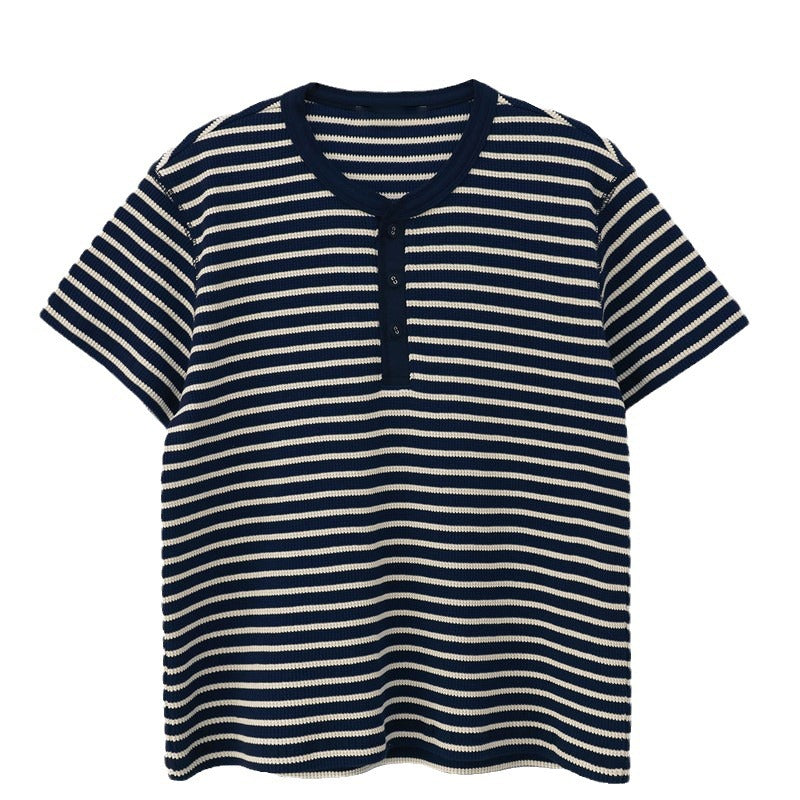Chemisier à manches courtes à rayures tendance pour femmes avec patte de boutonnage Chic & Stil