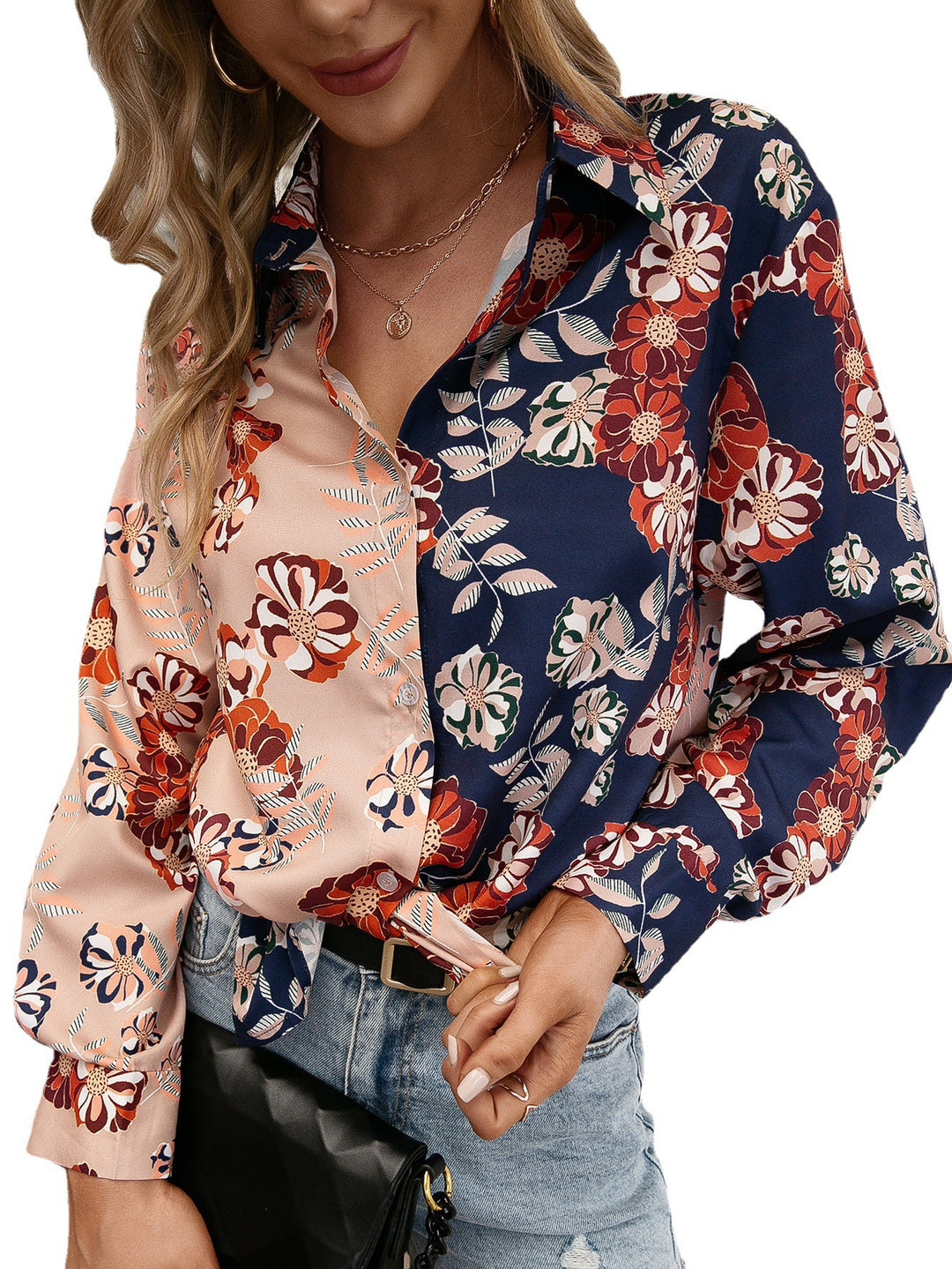 Women's blouse with floral print and fashionable bow Lune London