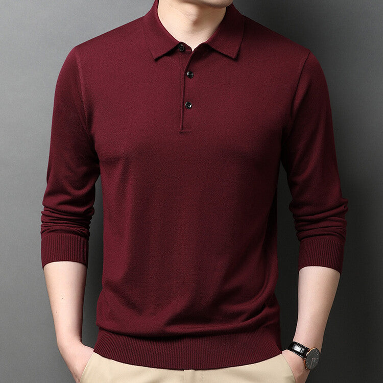 Lune London Elegant knit sweater for men with polo collar and button placket