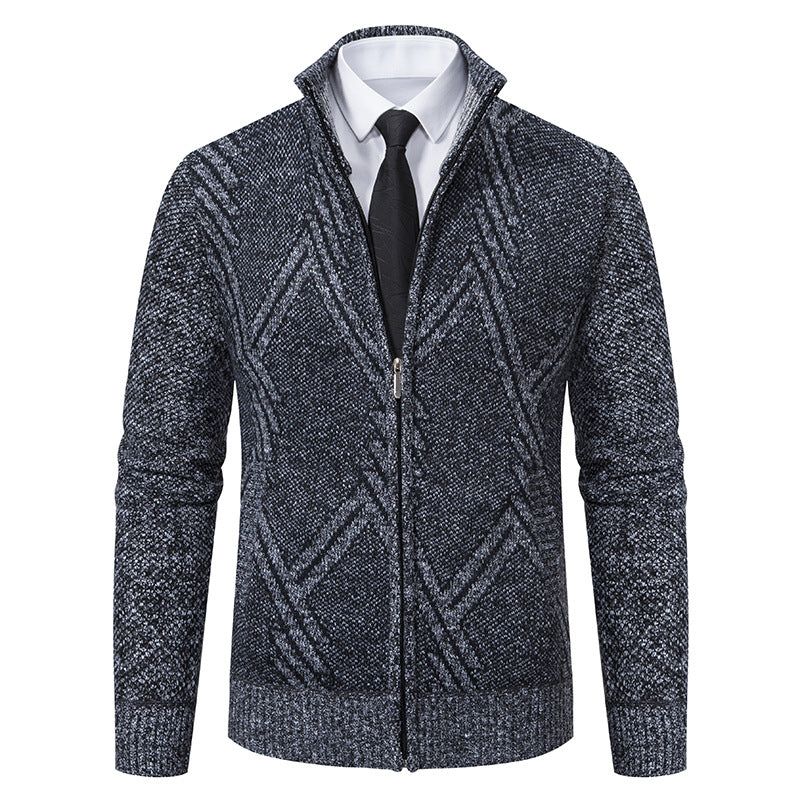 Men's knit jacket with modern geometric patterns Lune London
