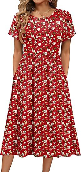 Midi dress for women with round neck and practical pockets Lune London