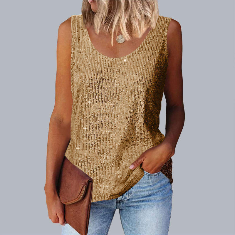 Ladies shimmering top with glistening fabric and figure-friendly cut Lune London