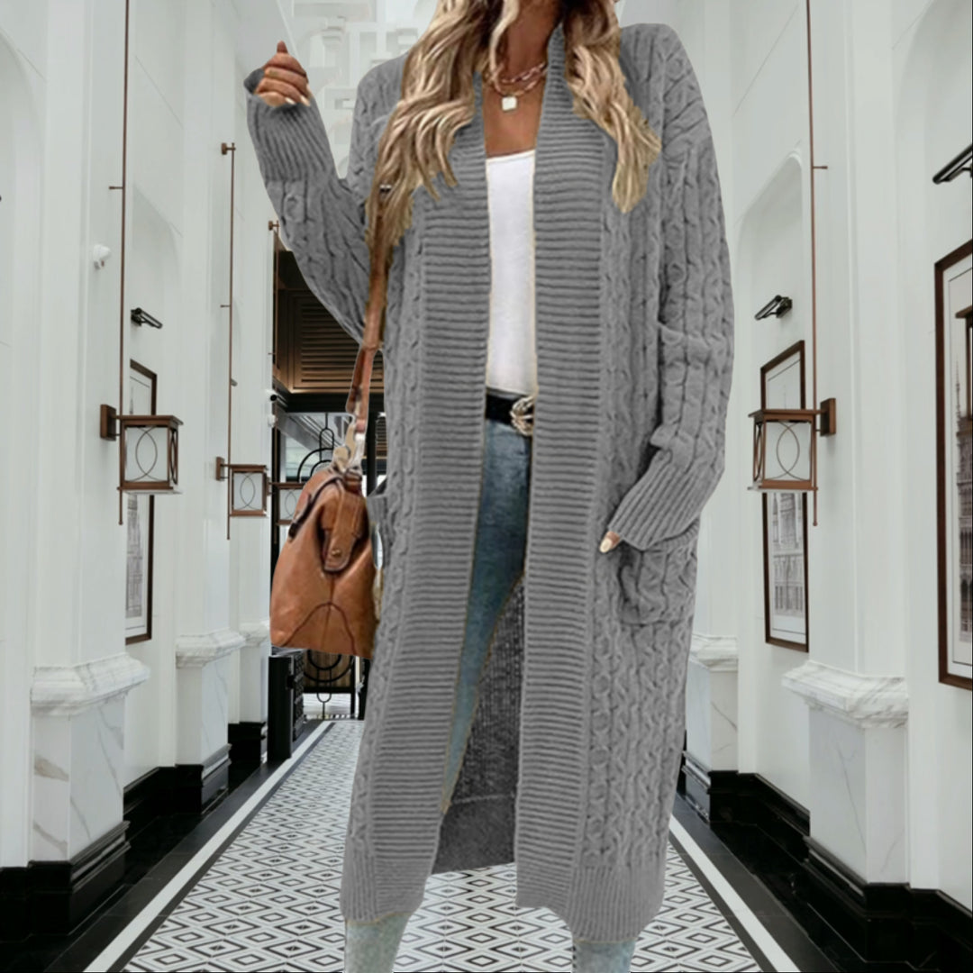 Cardigan femme en tricot épais avec design ouvert et poches pratiques Chic & Stil