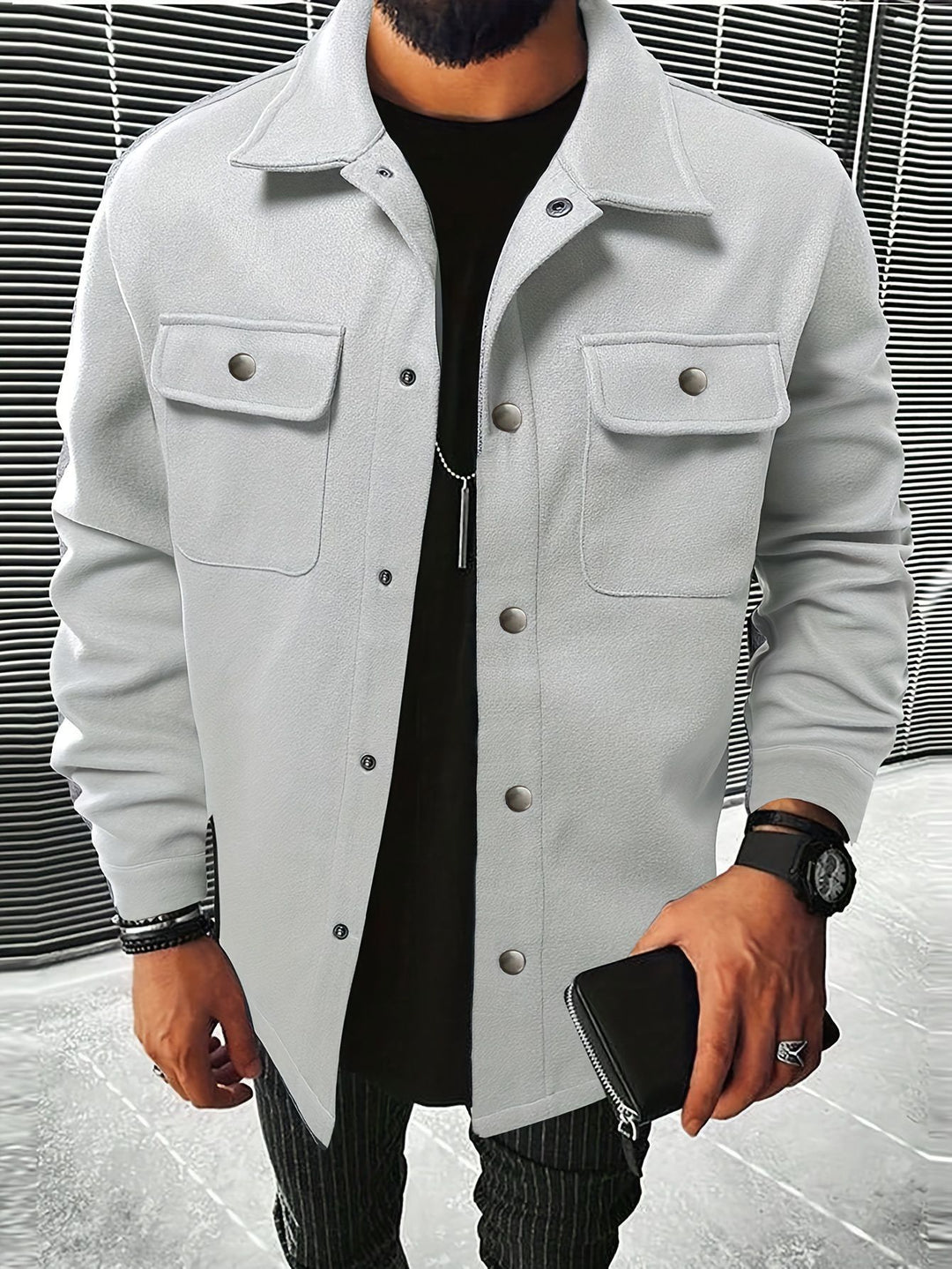 Fashionable overshirt jacket for men with practical pockets and modern button design Lune London