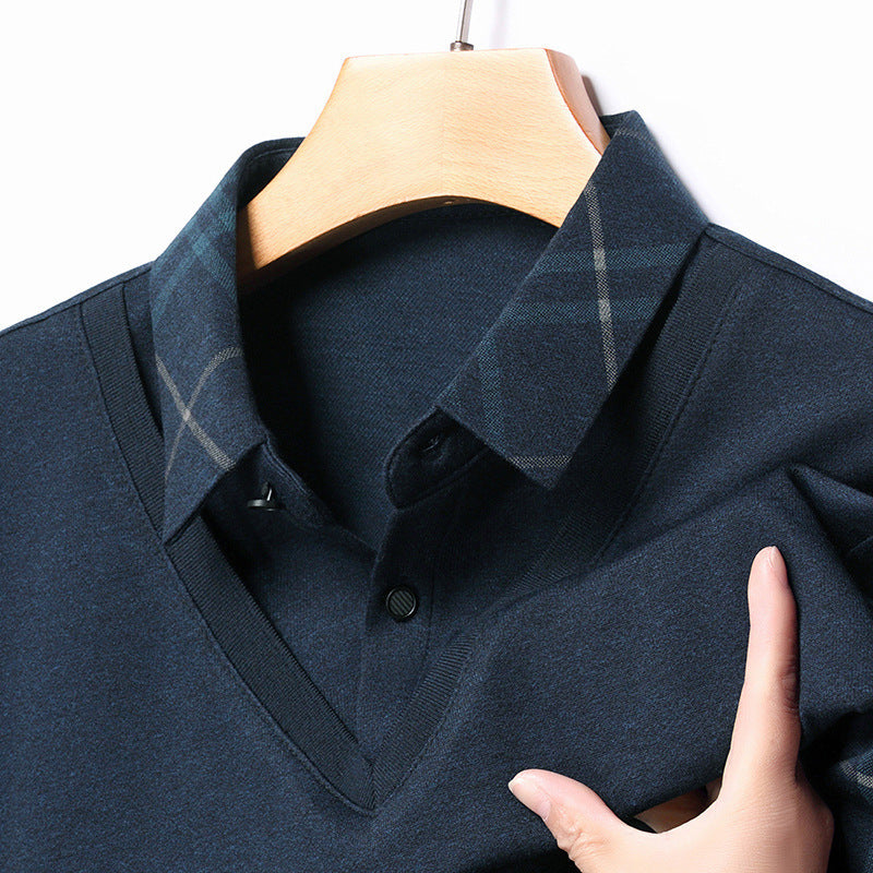 Elegant V-neck sweater for men with a structured collar and a chic and stylish modern design
