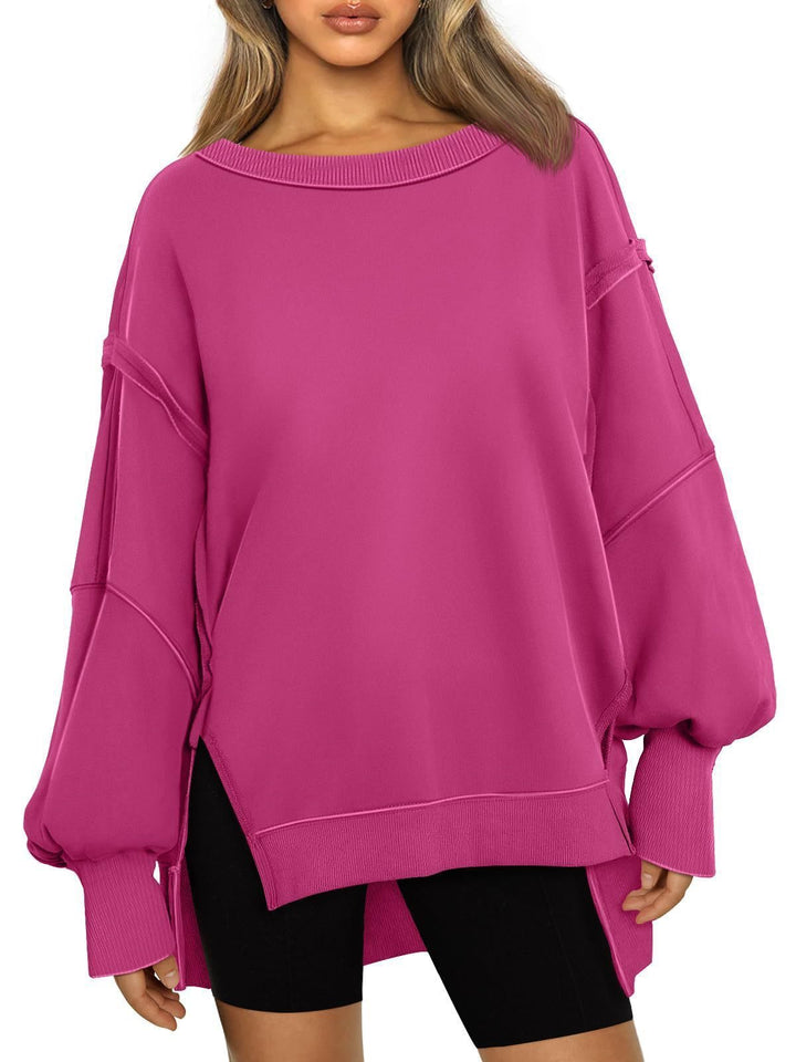Oversized casual sweatshirt for women with wide collar and side openings Lune London