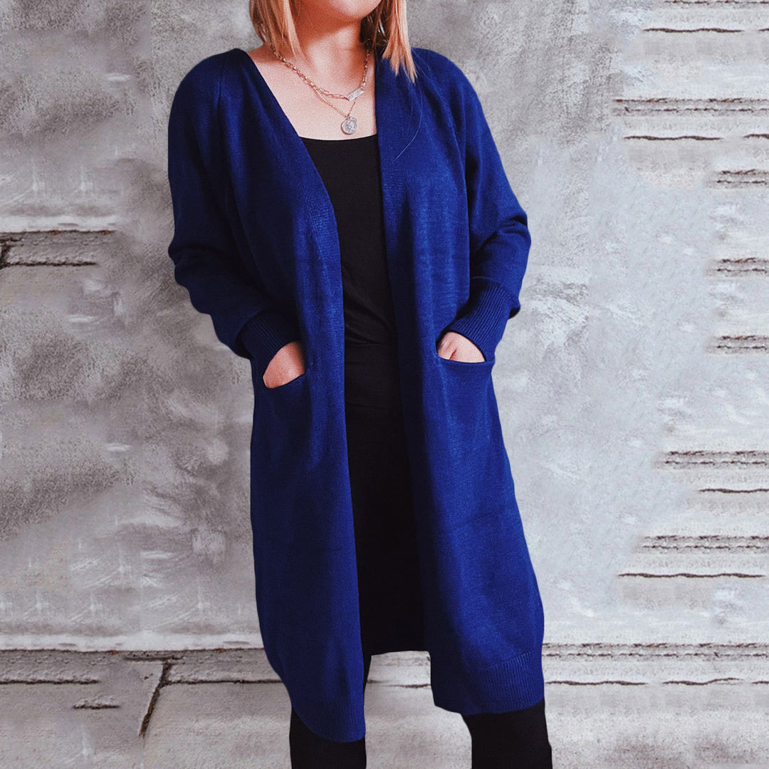 Veste en tricot décontractée pour femmes avec poches pratiques et coupe ouverte Chic & Stil