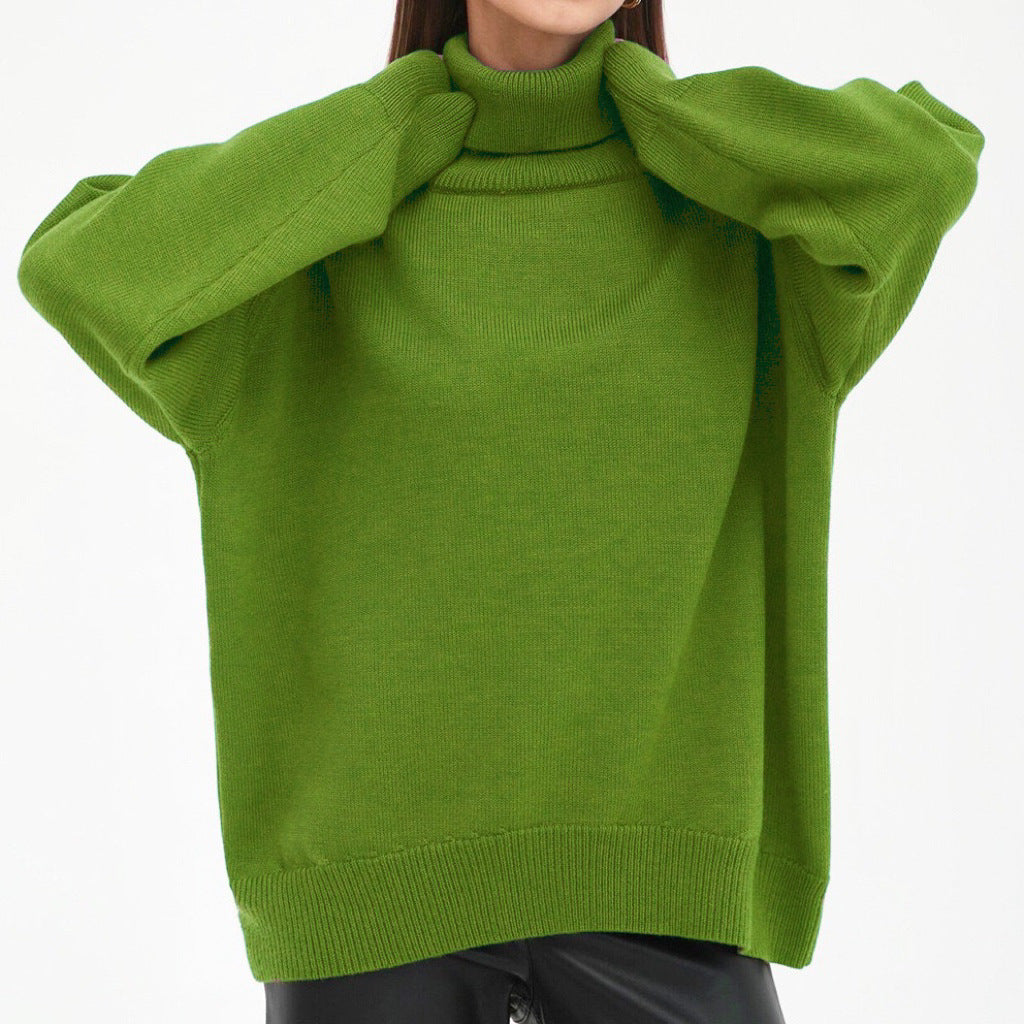 Women's Oversized Turtleneck Sweater with Ribbed Texture Lune London