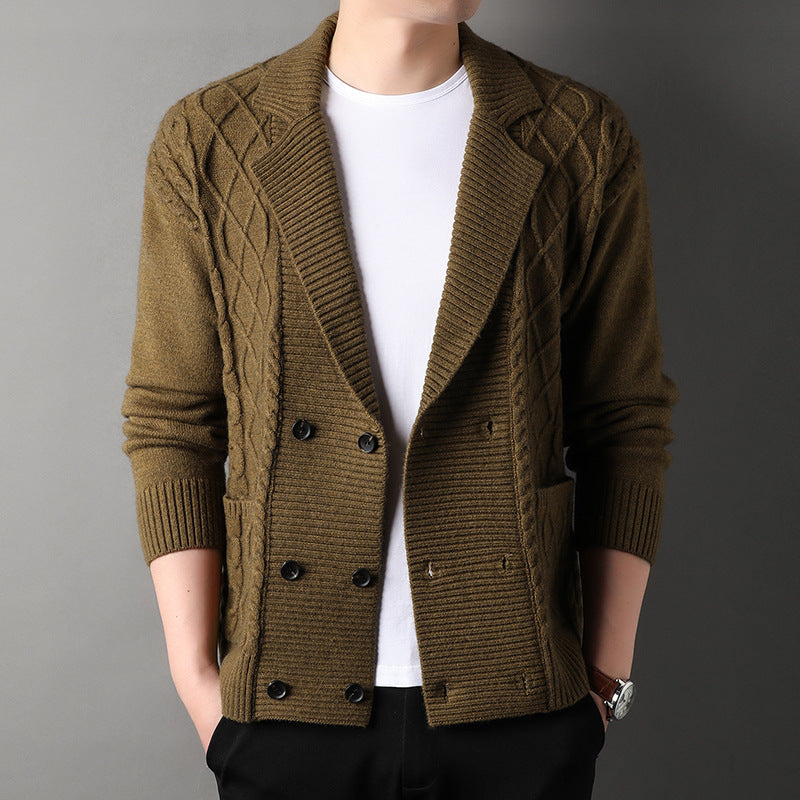 Men's knitted jacket with double flap Lune London