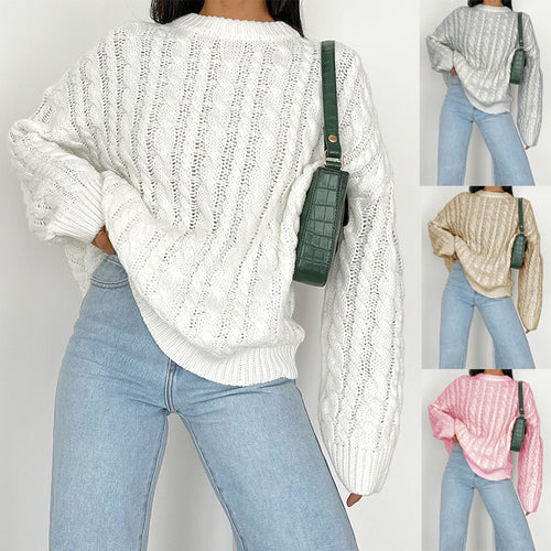 Chunky knit sweater for women with a refined twisted pattern in soft material Lune London