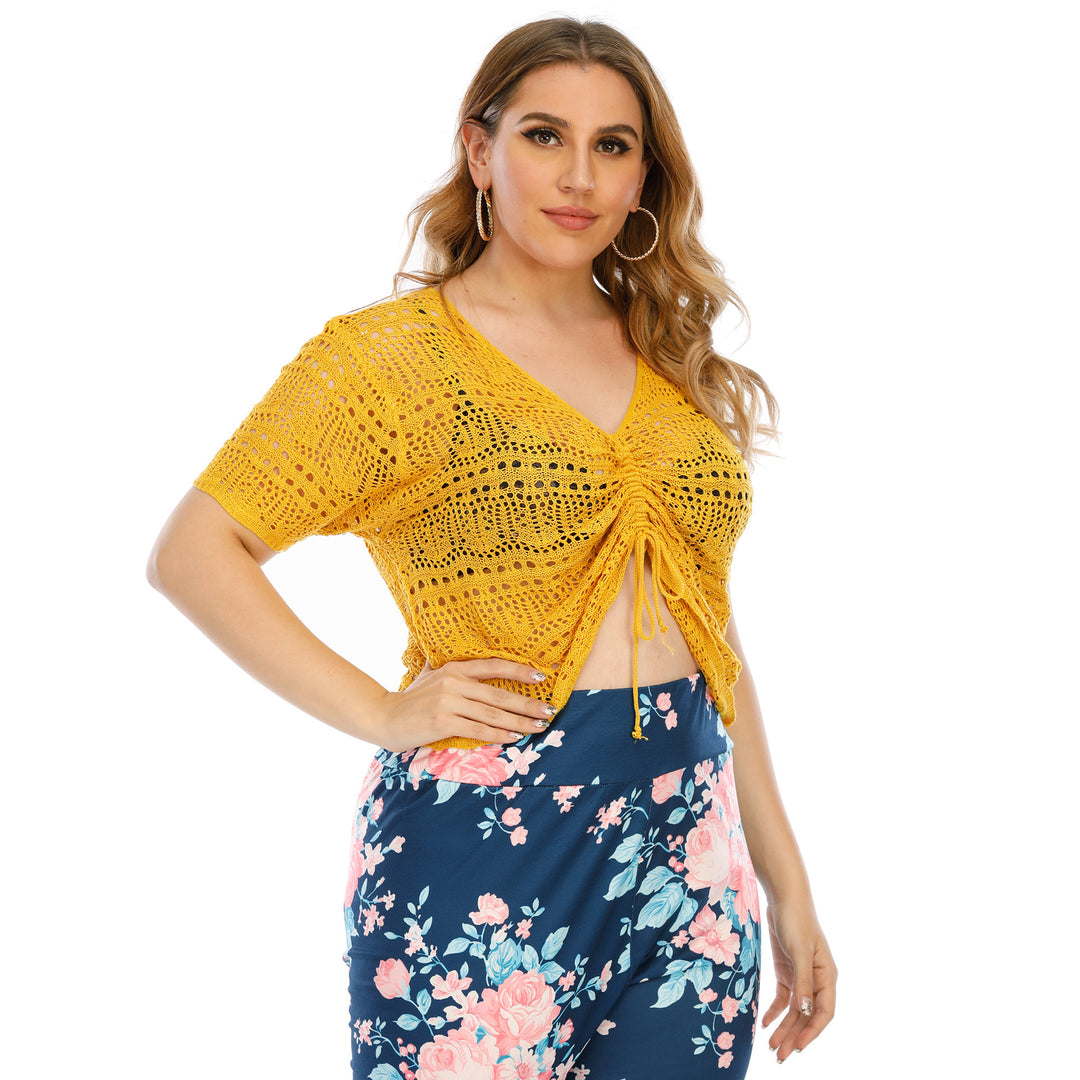Women’s chic crochet beach cover-up with V-neck