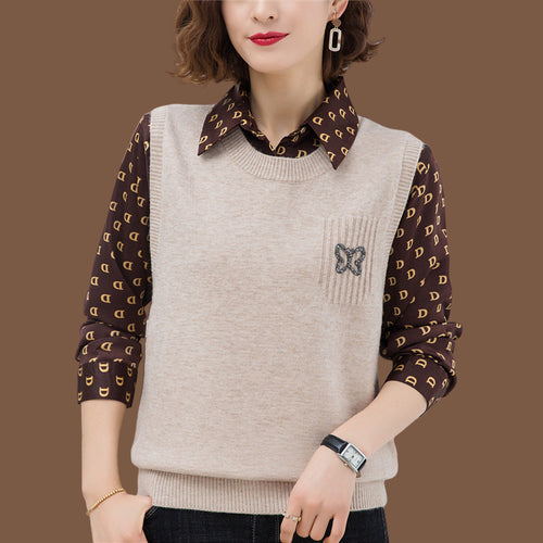 Women Fashion Knitted Vest with Decorative Butterfly Pattern Lune London