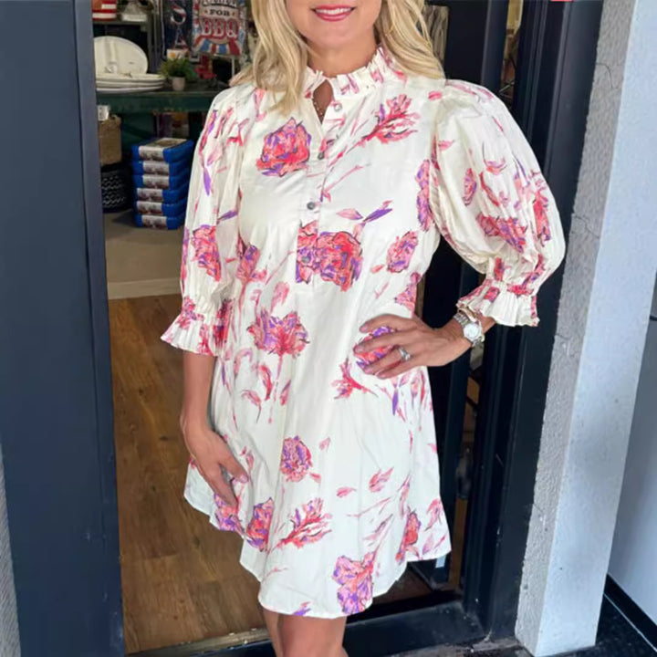 Shirt dress for women with floral accents and ruffle details Lune London