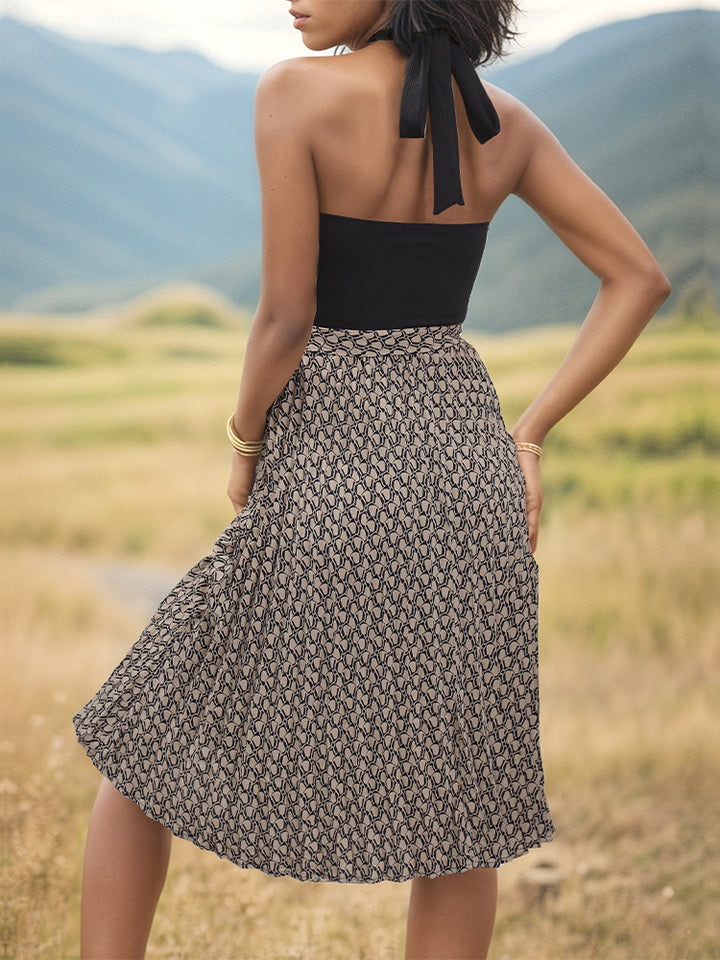 Backless dress for women with flowy midi skirt Lune London