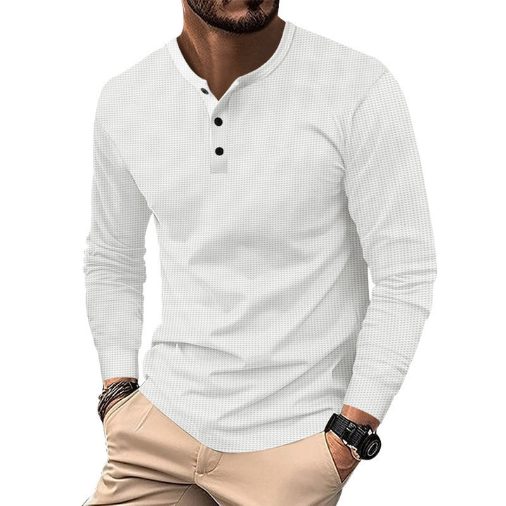 Men's Long Sleeve Henley T-Shirt in Breathable Structured Fabric Lune London