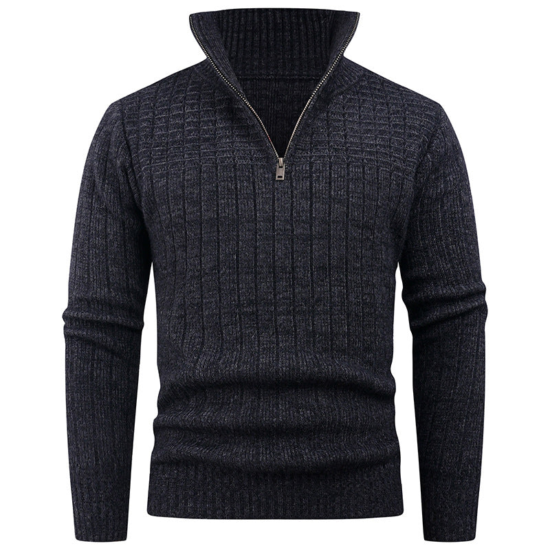 Men's turtleneck sweater with a high-quality rib structure and a modern zipper Lune London