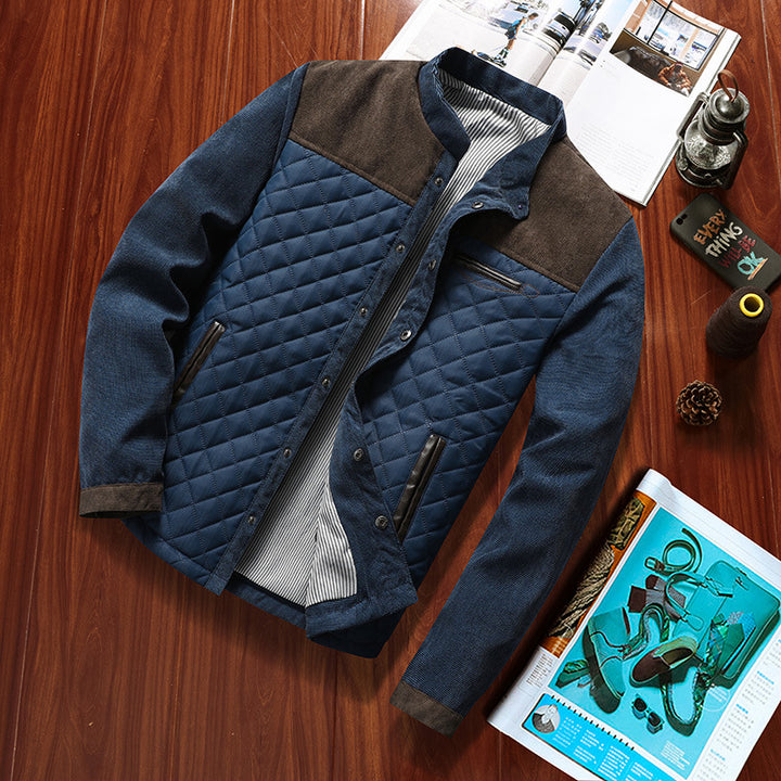 Quilted leisure jacket for men with brown suede accents Lune London
