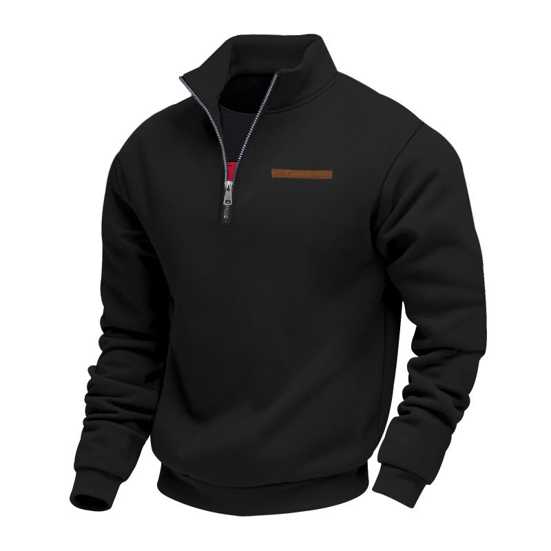 Sporty fleece pullover for men with half-zip Lune London