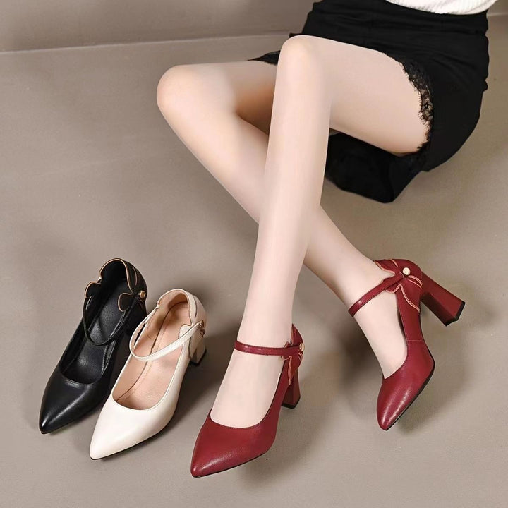 Elegant women ballerinas with heels and straps Lune London