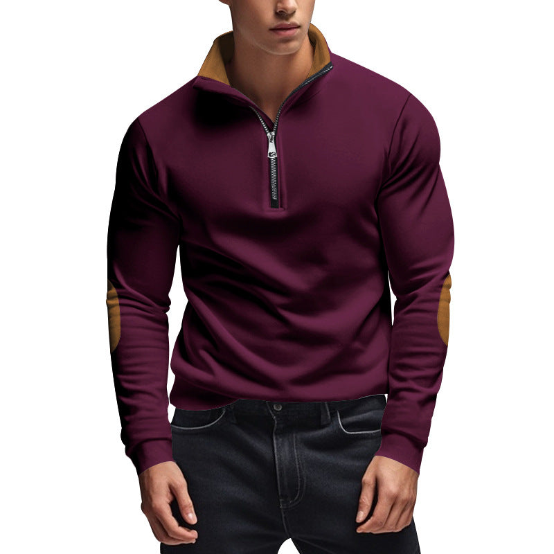 Men's Sweatshirt with High-Quality Stand-Up Collar and Elegant Accents Lune London